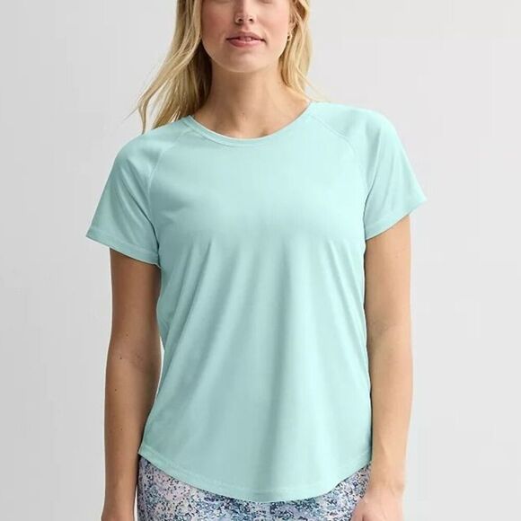 T-Shirt Hush Aqua Blue Tek Gear Performance Dry Tek Tee XL 14 Women's - Picture 1 of 6